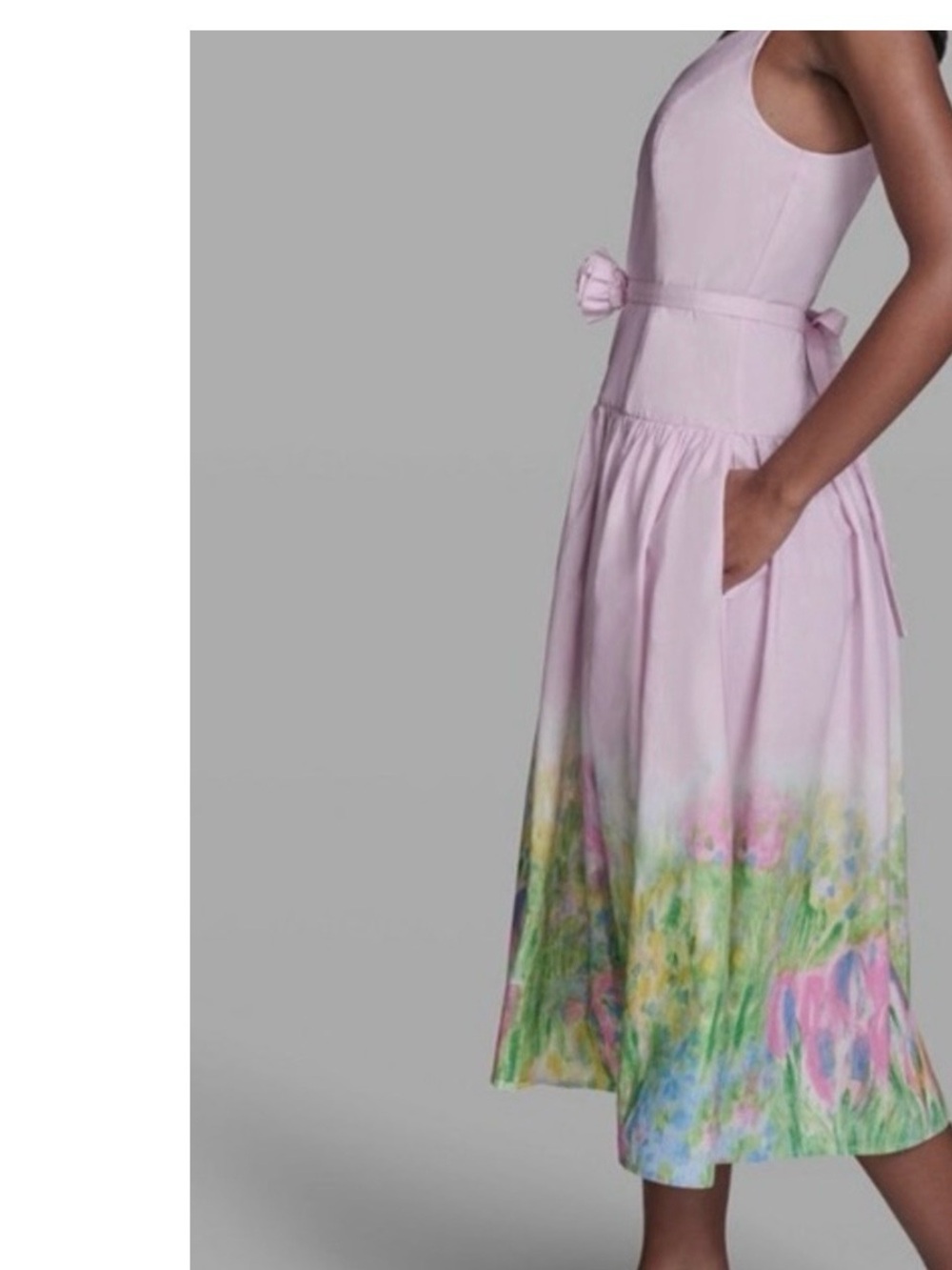 Karl Lagerfeld Pink Floral Dip-Dye Midi Dress - Picture 2 of 6